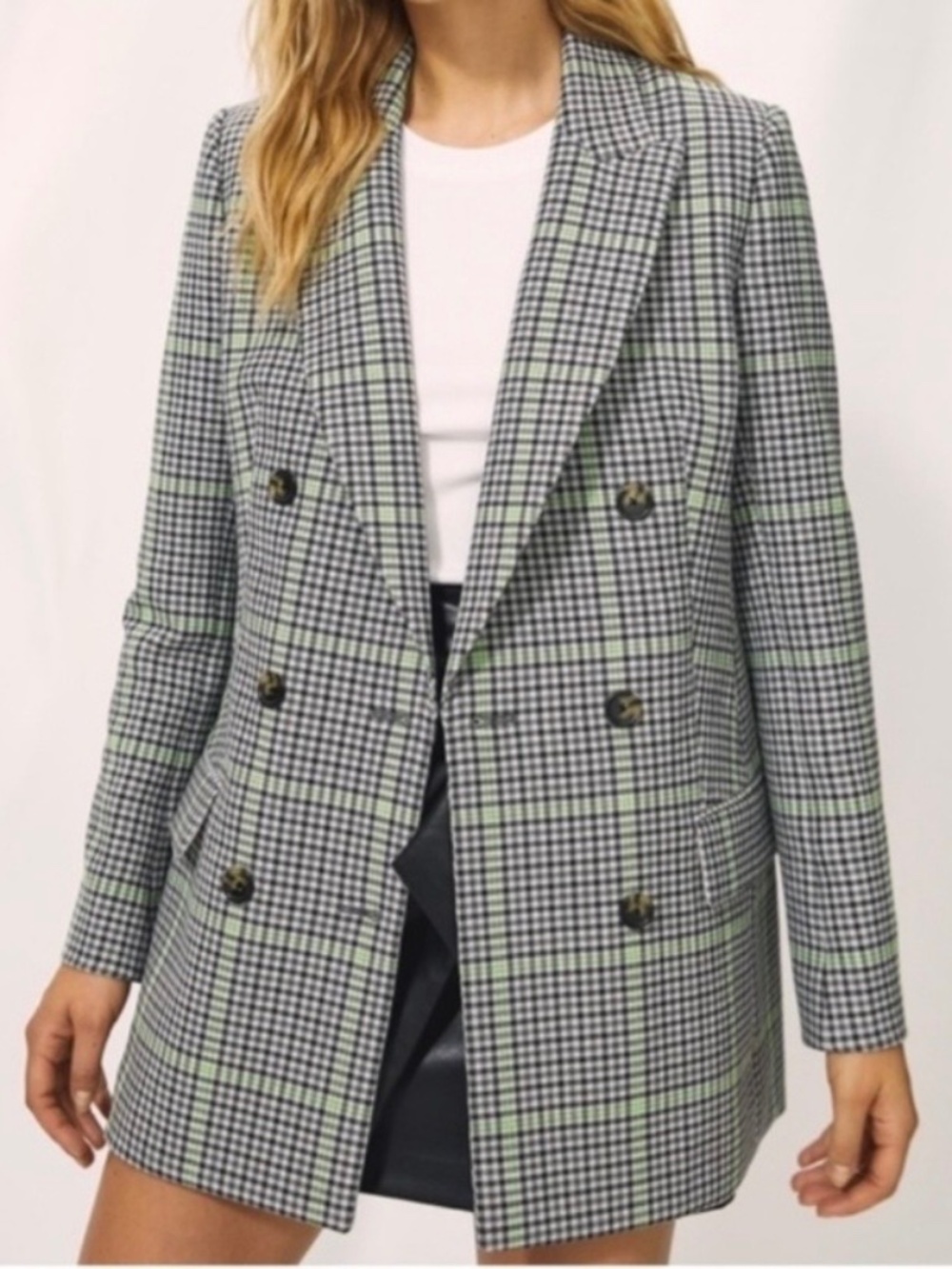 Wilfred Aritzia Brand Plaid Double Breasted Blazer